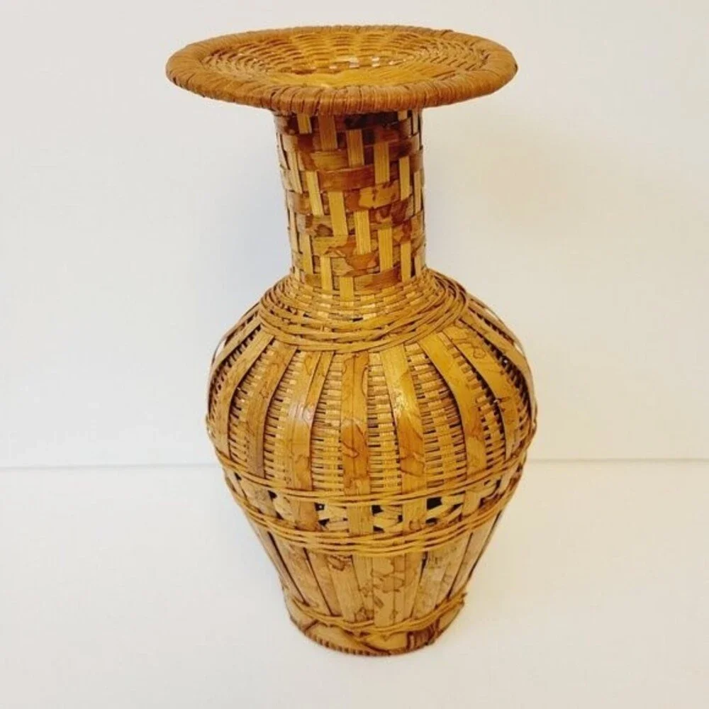 Handmade Bottle Neck Wicker Basket